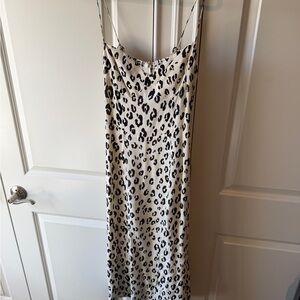 Reformation Juliette Leopard Print Slip Dress in Cream and Black
